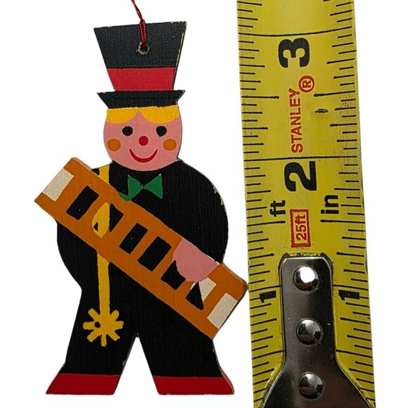 VTG Heller Chimney Sweep Man Christmas Ornament Ladder Top Hat Hand-Painted Wood - Picture 5 of 5